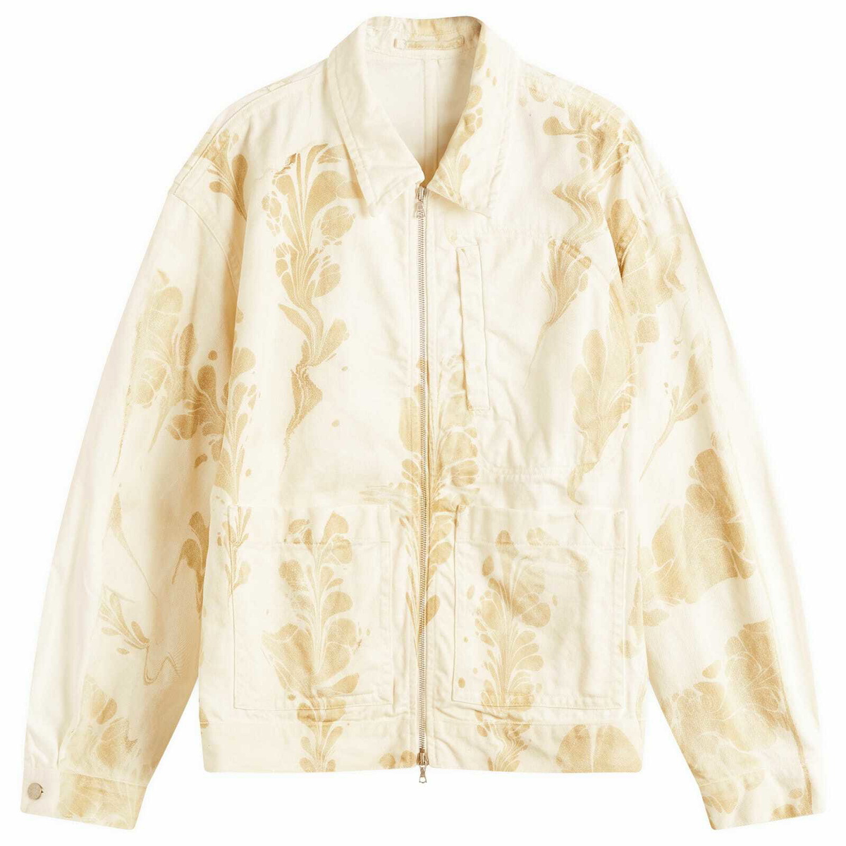 Dries Van Noten Men's Collap Cotton Shirt Jacket in Dark