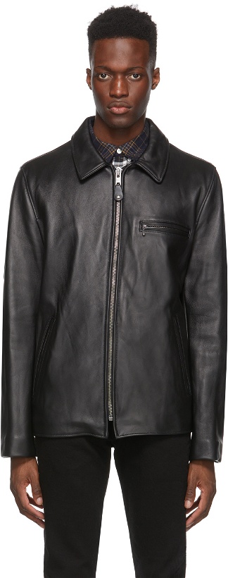 Photo: Schott Black Leather Delivery Jacket
