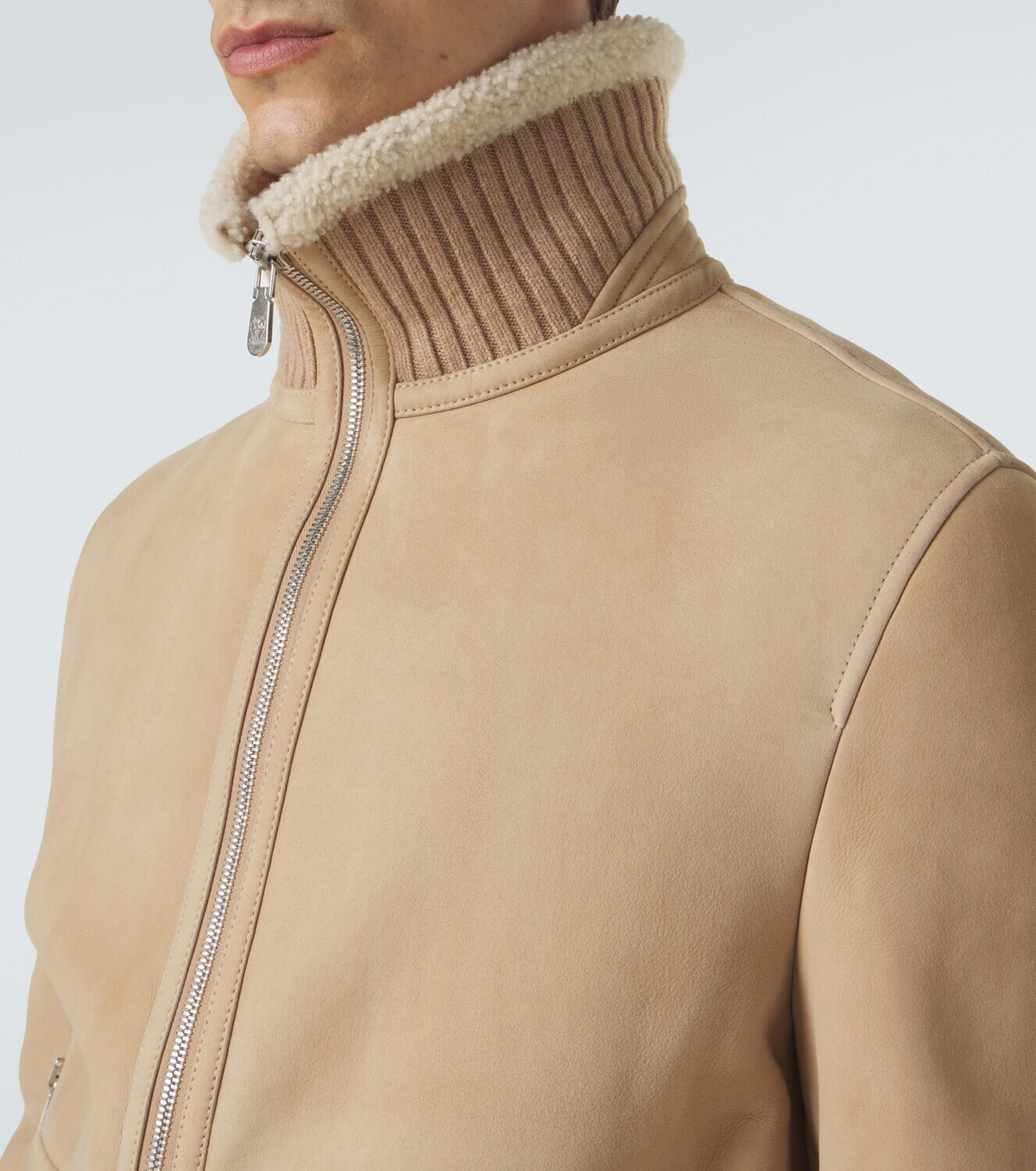 Brunello Cucinelli Shearling-lined suede bomber jacket