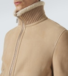 Brunello Cucinelli Shearling-lined suede bomber jacket