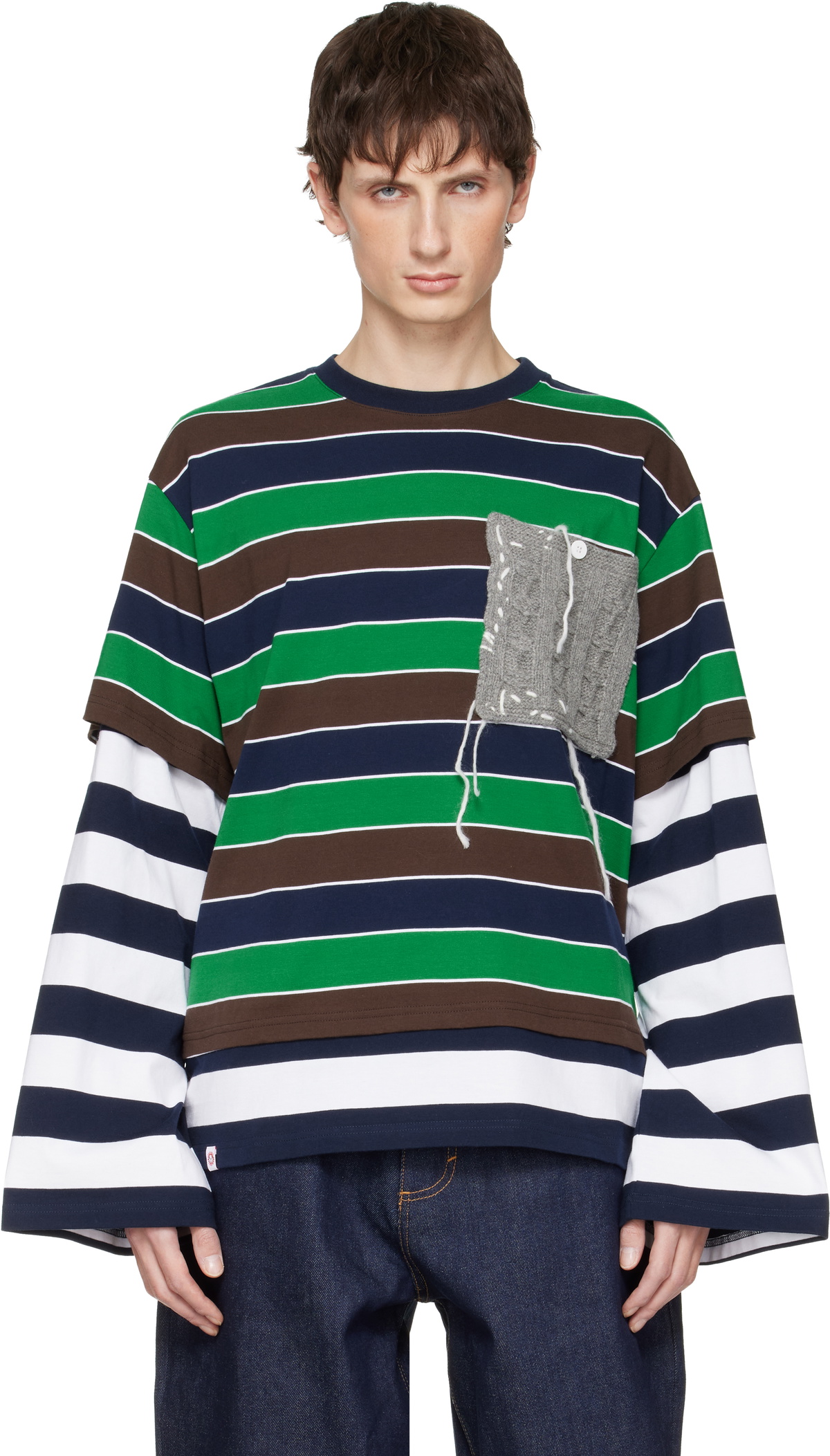 Charles Jeffrey Loverboy パッチtシャツ Charles Jeffrey LOVERBOY Multicolor Patch Long Sleeve 2-In-1 T