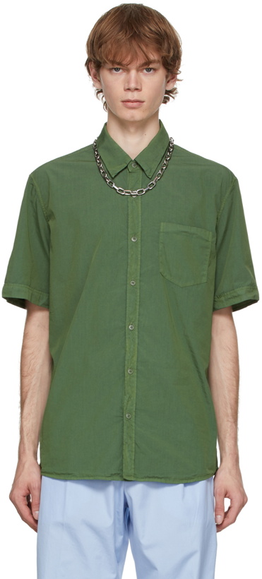 Photo: Dries Van Noten Green Poplin Short Sleeve Shirt