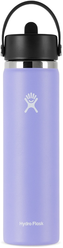 Photo: Hydro Flask Purple Wide Mouth Flex Straw Cap Bottle, 24 oz