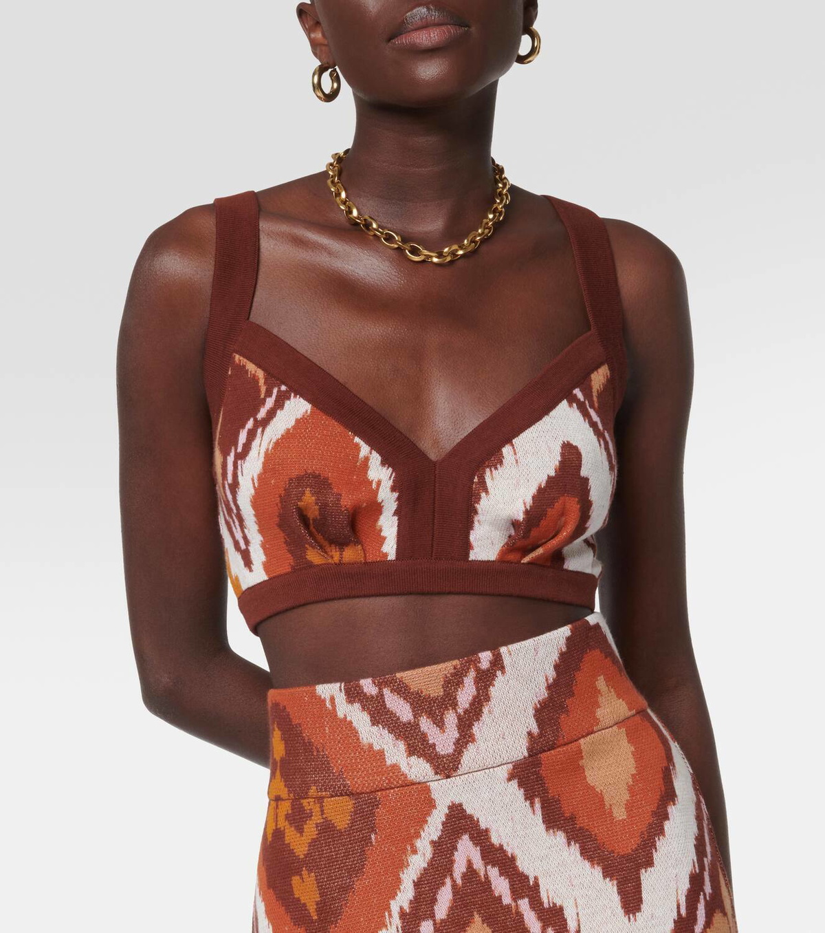 Johanna Ortiz Printed cotton cardigan and bra set