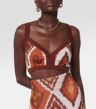 Johanna Ortiz Printed cotton cardigan and bra set