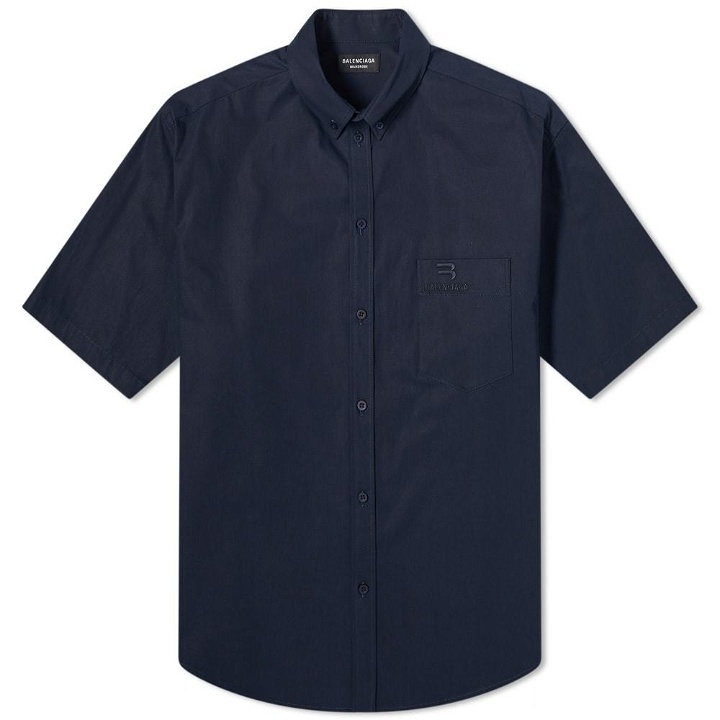 Photo: Balenciaga Short Sleeve New Logo Button Down Shirt