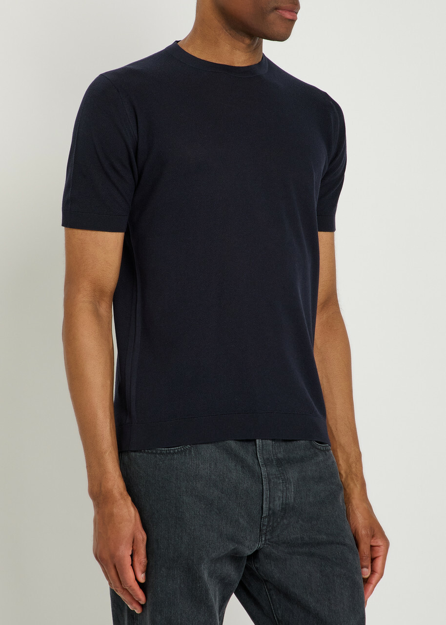 John Smedley Park Fine-knit Cotton T-shirt Navy