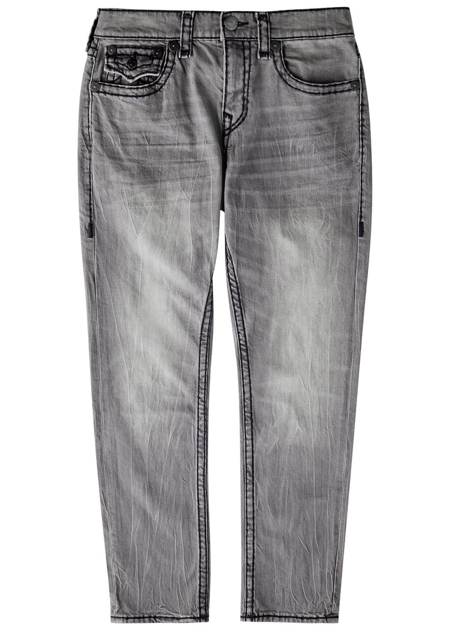 True Religion Rocco Distressed Slim-leg Jeans Grey