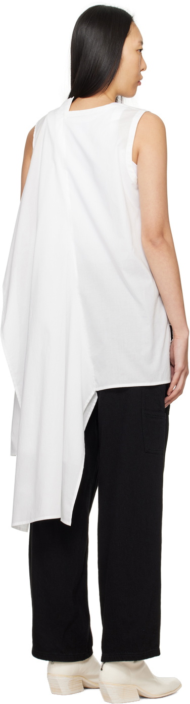 Y's White Asymmetric Tank Top