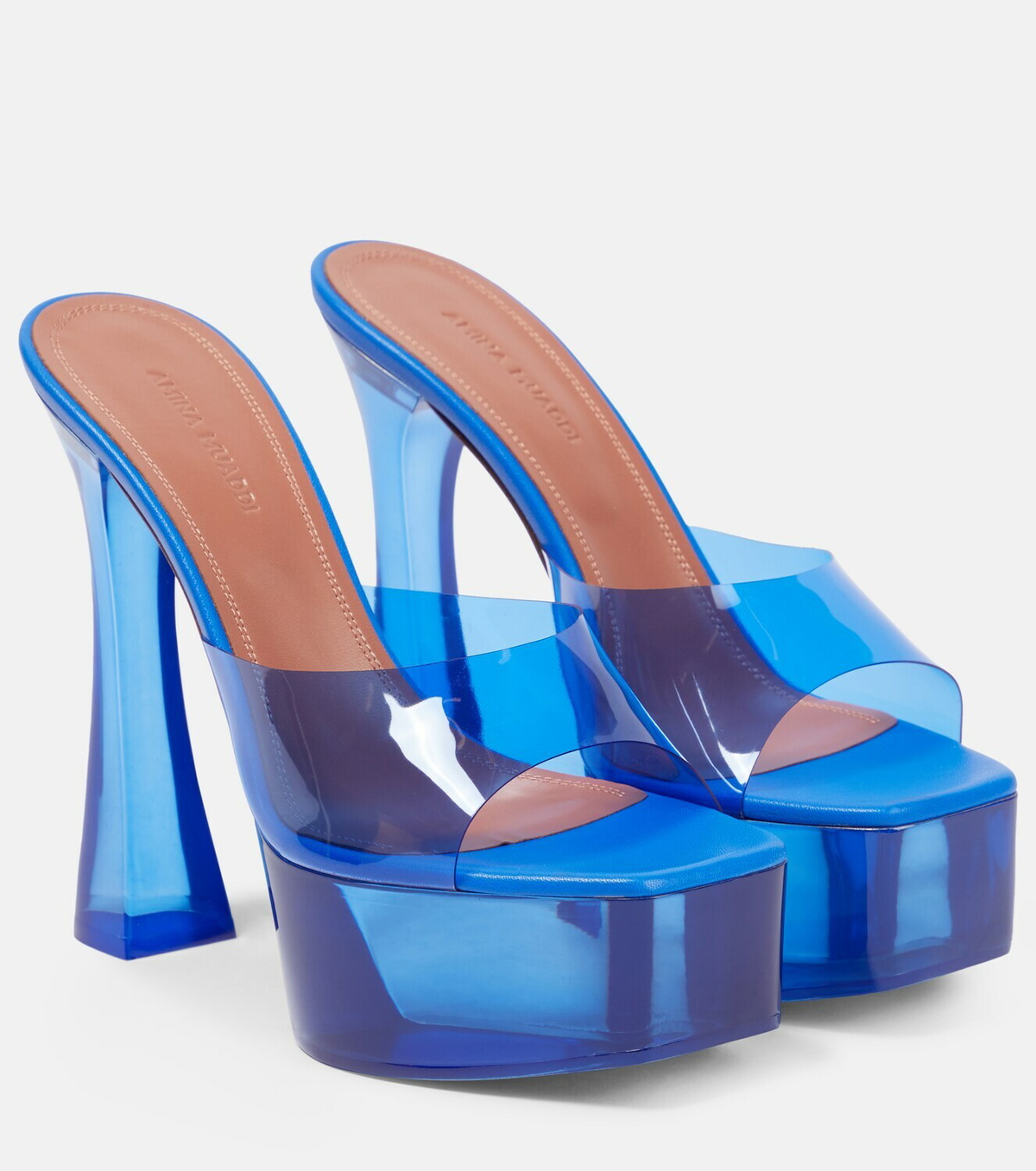 Amina Muaddi - Dalida Glass PVC platform mules