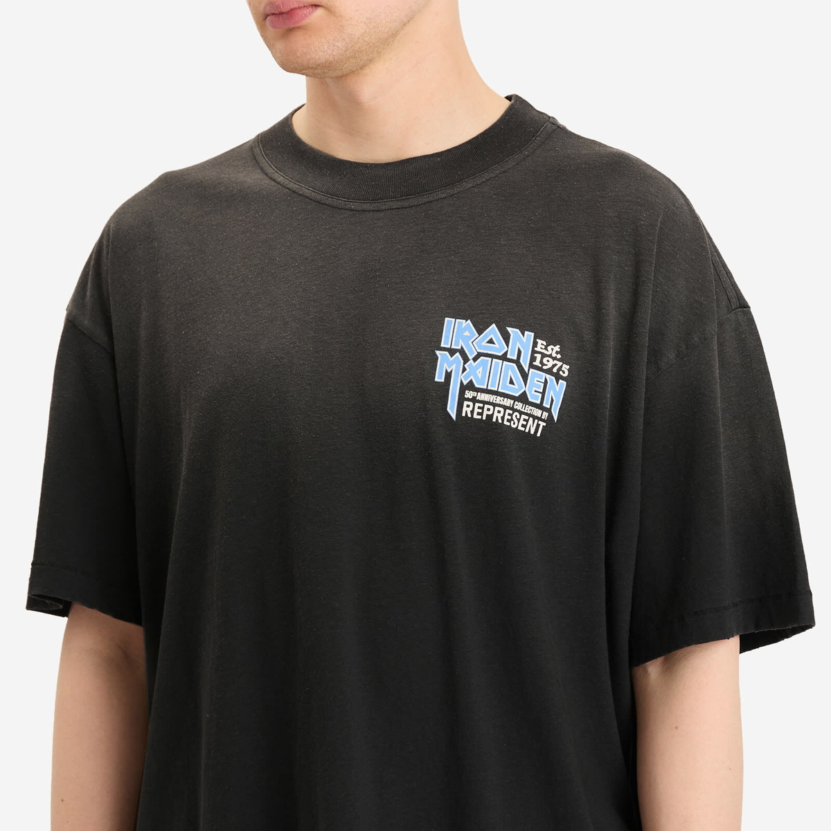 Represent Men's Iron Maiden Anniversary T-shirt in Stained Black Represent