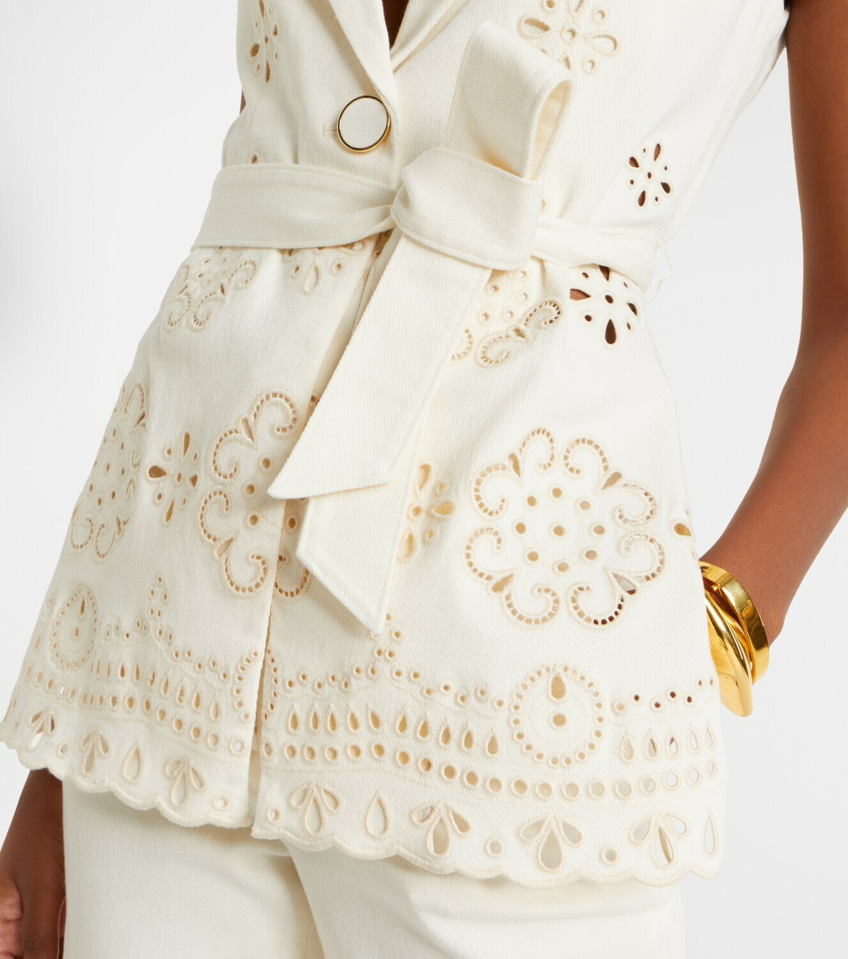 Veronica Beard Townes eyelet cotton twill vest