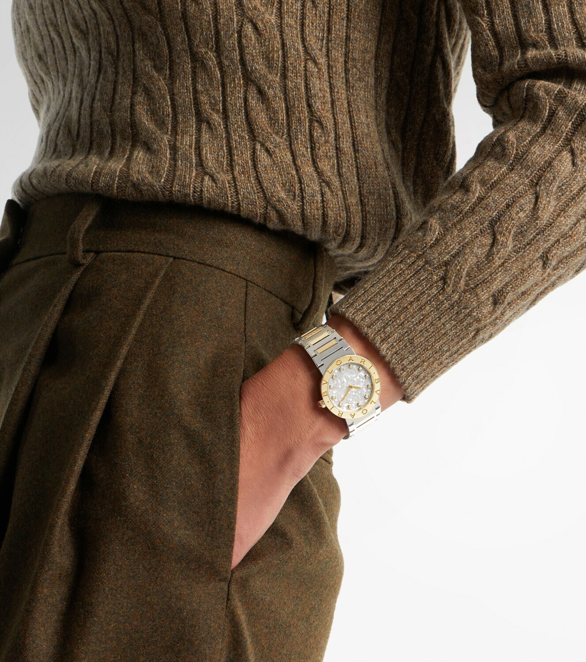 Bvlgari Bvlgari Bvlgari 18kt gold and steel watch with diamonds