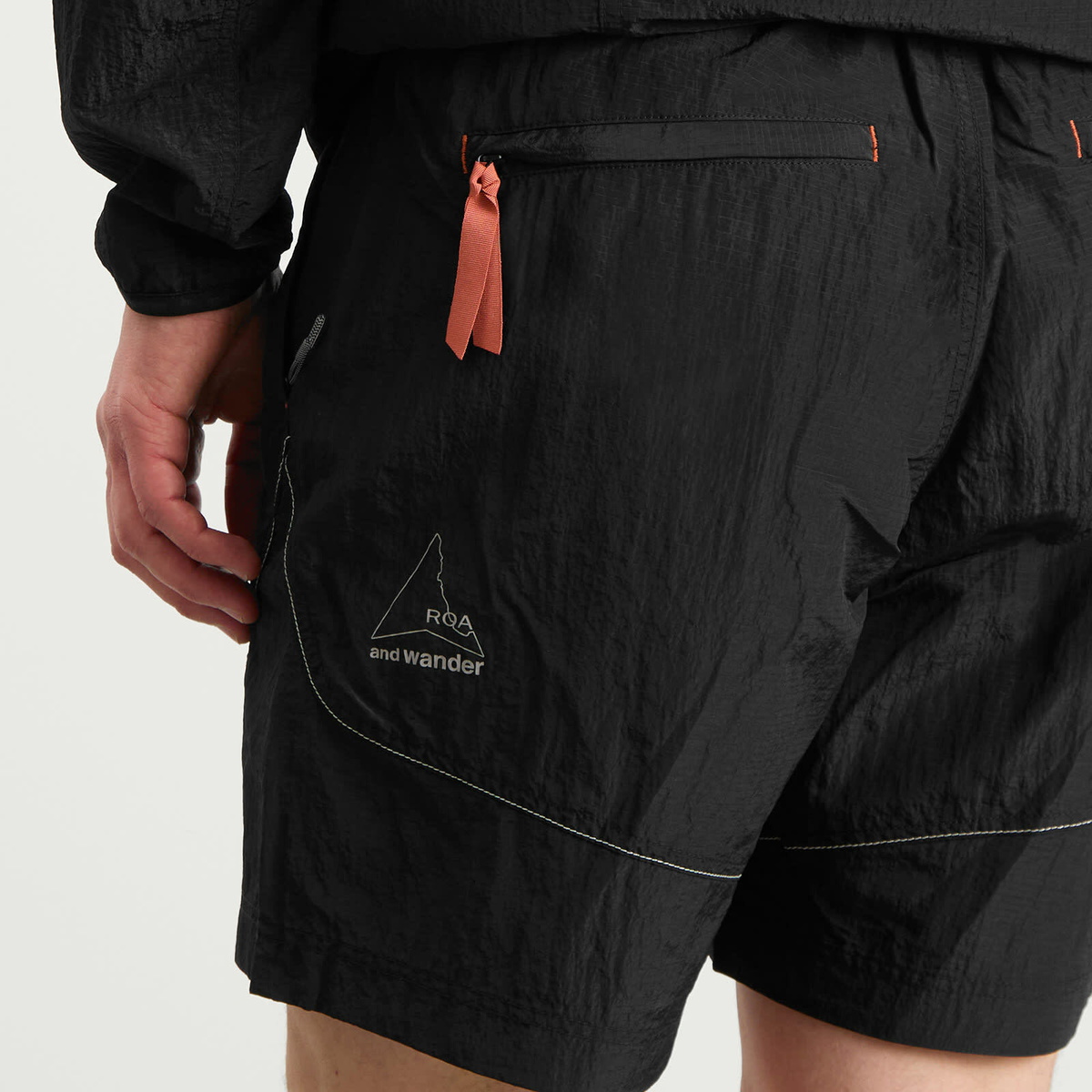 and wander Men's x ROA Ripstop Wind Shorts in Black