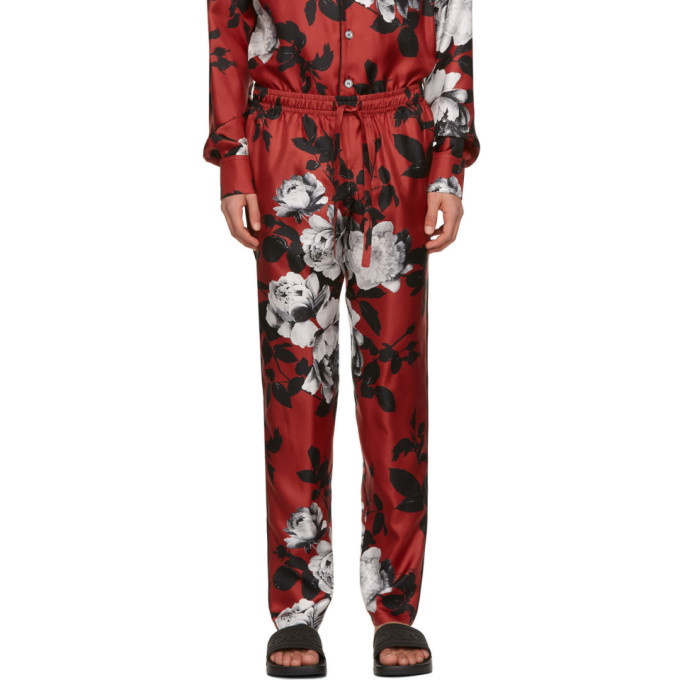 Photo: Dolce and Gabbana Red Silk Camellia Print Pyjama Trousers