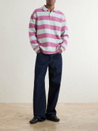 Aimé Leon Dore - Striped Cotton-Jersey Polo Sweater - Pink