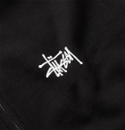Stüssy - Logo-Print Fleece-Back Cotton-Blend Jersey Zip-Up Hoodie - Black