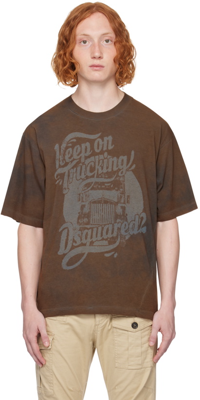 Photo: Dsquared2 Brown 'Keep on Trucking' T-Shirt