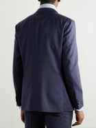 Caruso - Prince of Wales Checked Wool Suit Jacket - Blue