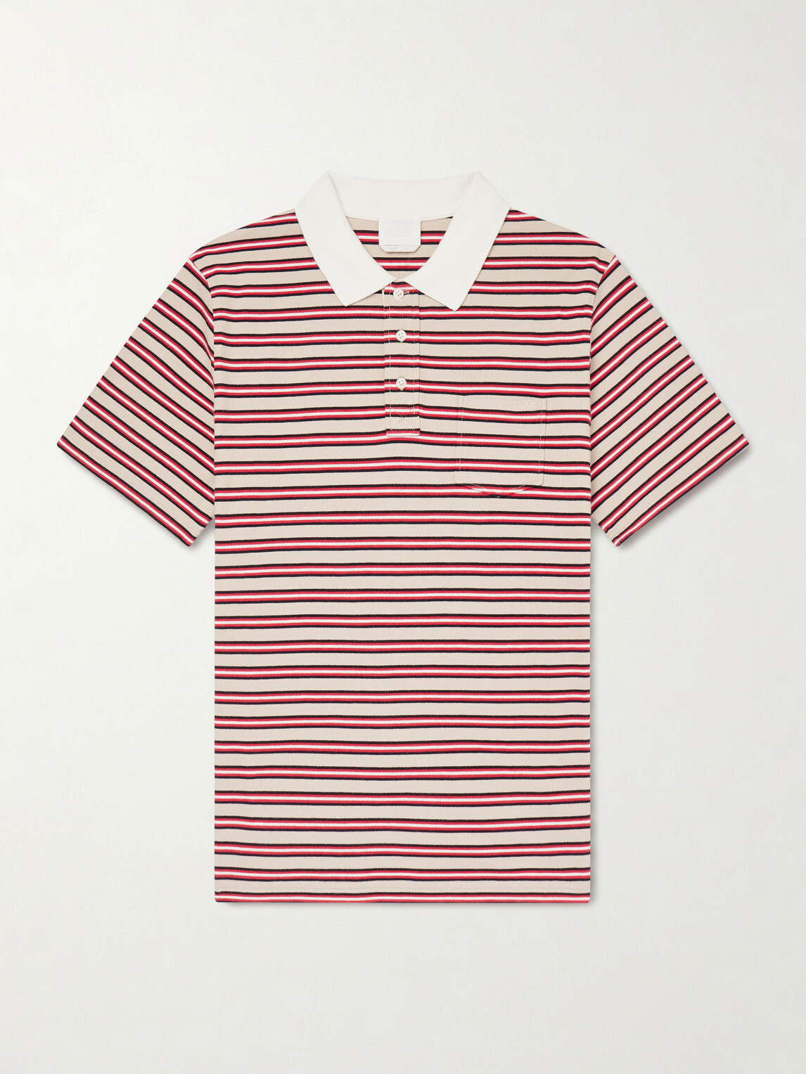 A.P.C. - Oscar Logo-Embroidered Striped Organic Cotton-Piqué Polo Shirt - Red