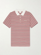 A.P.C. - Oscar Logo-Embroidered Striped Organic Cotton-Piqué Polo Shirt - Red