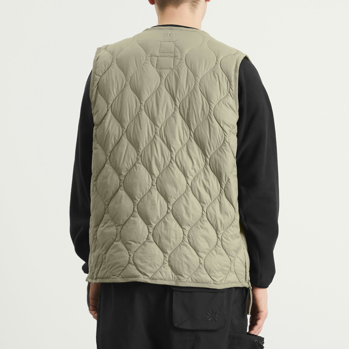 Taion Men's Military V-Neck Zip Softshell Down Vest in Dark Sage Green