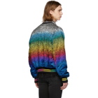 Amiri Black and Multicolor Silk Rainbow Leopard Bomber Jacket