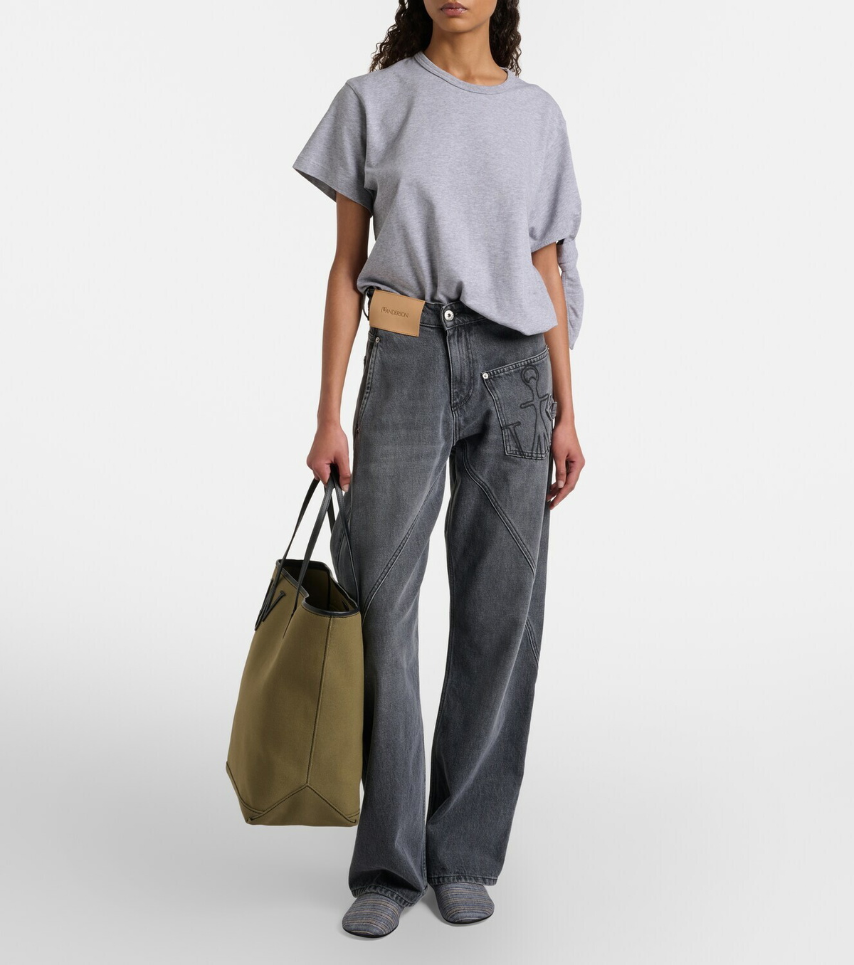 JW Anderson Leather-trimmed slip-on shoes