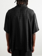 Valentino Garavani - Toile Iconograph Camp-Collar Logo-Jacquard Silk-Satin Shirt - Black