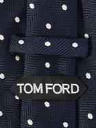 TOM FORD - 8cm Polka-Dot Embroidered Herringbone Silk Tie