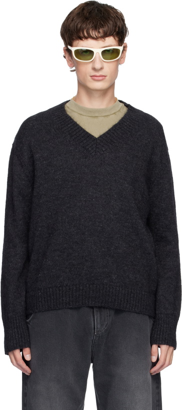 Photo: Second/Layer Gray Vexed V-Neck Sweater