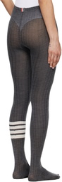 Thom Browne Gray Opaque Rib 4-Bar Tights