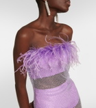 Giuseppe di Morabito Feather-trimmed embellished midi dress