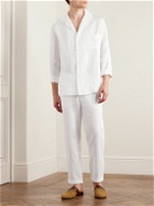 Loretta Caponi - Camp-Collar Linen Pyjama Shirt - White