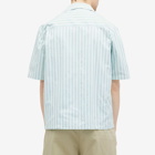 Maison Kitsuné Men's Stripe Vacation Shirt in Ice Blue Stripe