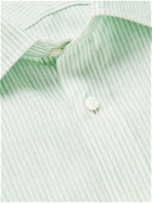 Rubinacci - Cutaway-Collar Striped Linen Shirt - Green
