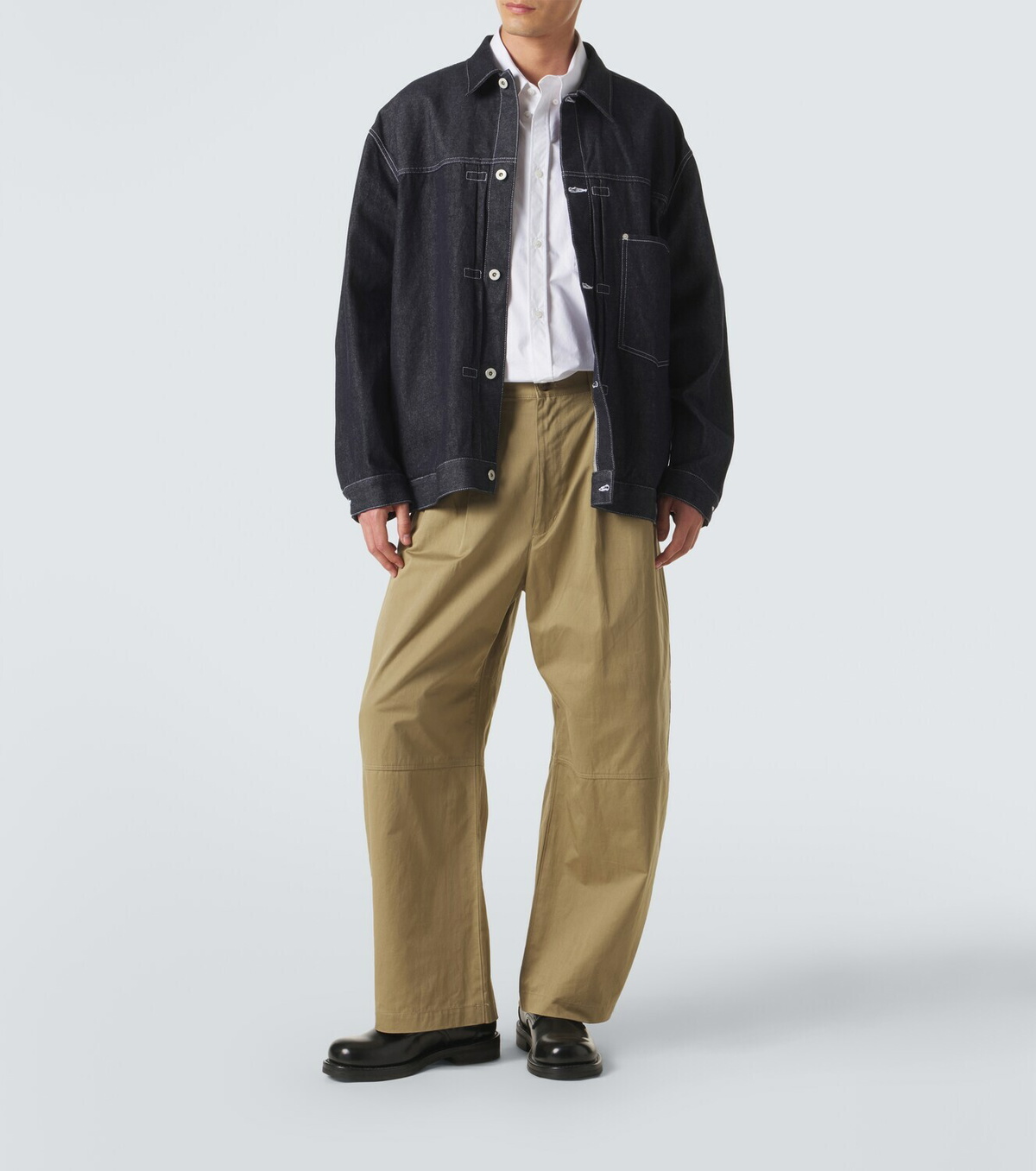 Comme des Garçons Homme Cotton and linen barrel-leg chinos