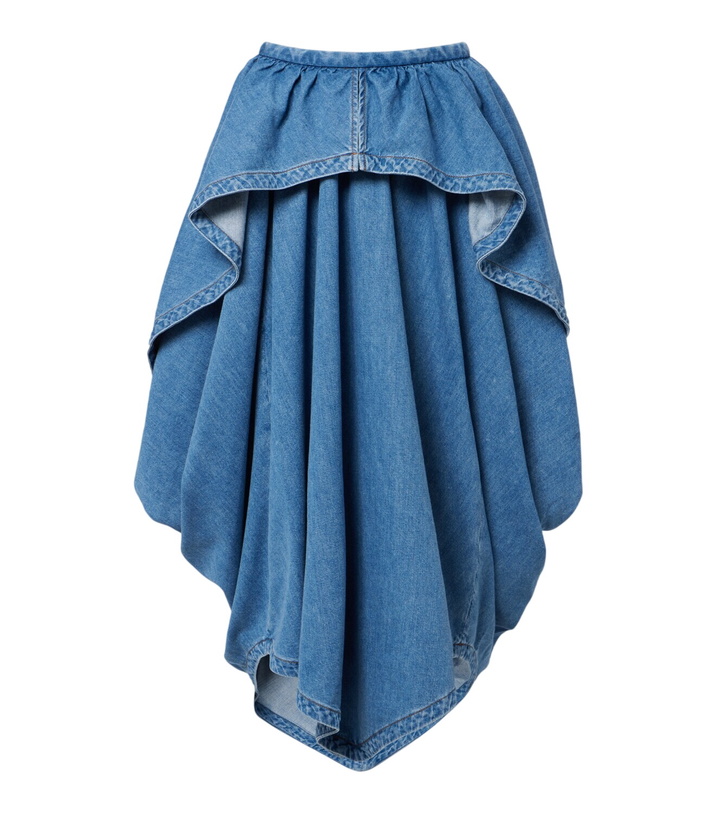 Photo: Loewe Asymmetrical denim midi skirt