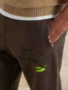 Gallery Dept. - Logo-Print Paint-Splattered Cotton-Jersey Sweatpants - Brown