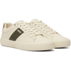 BOSS Off-White Plain & Grained Faux-Leather Sneakers