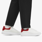 Alexander McQueen Men's Mock Croc Heel Tab Wedge Sole Sneakers in White/Lust Red