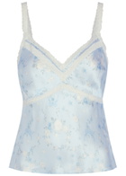 Loveshackfancy Lirena Floral-print Silk Cami top Light Blue