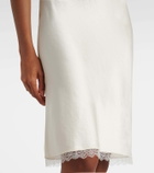 Leset Barb lace-trimmed satin slip skirt
