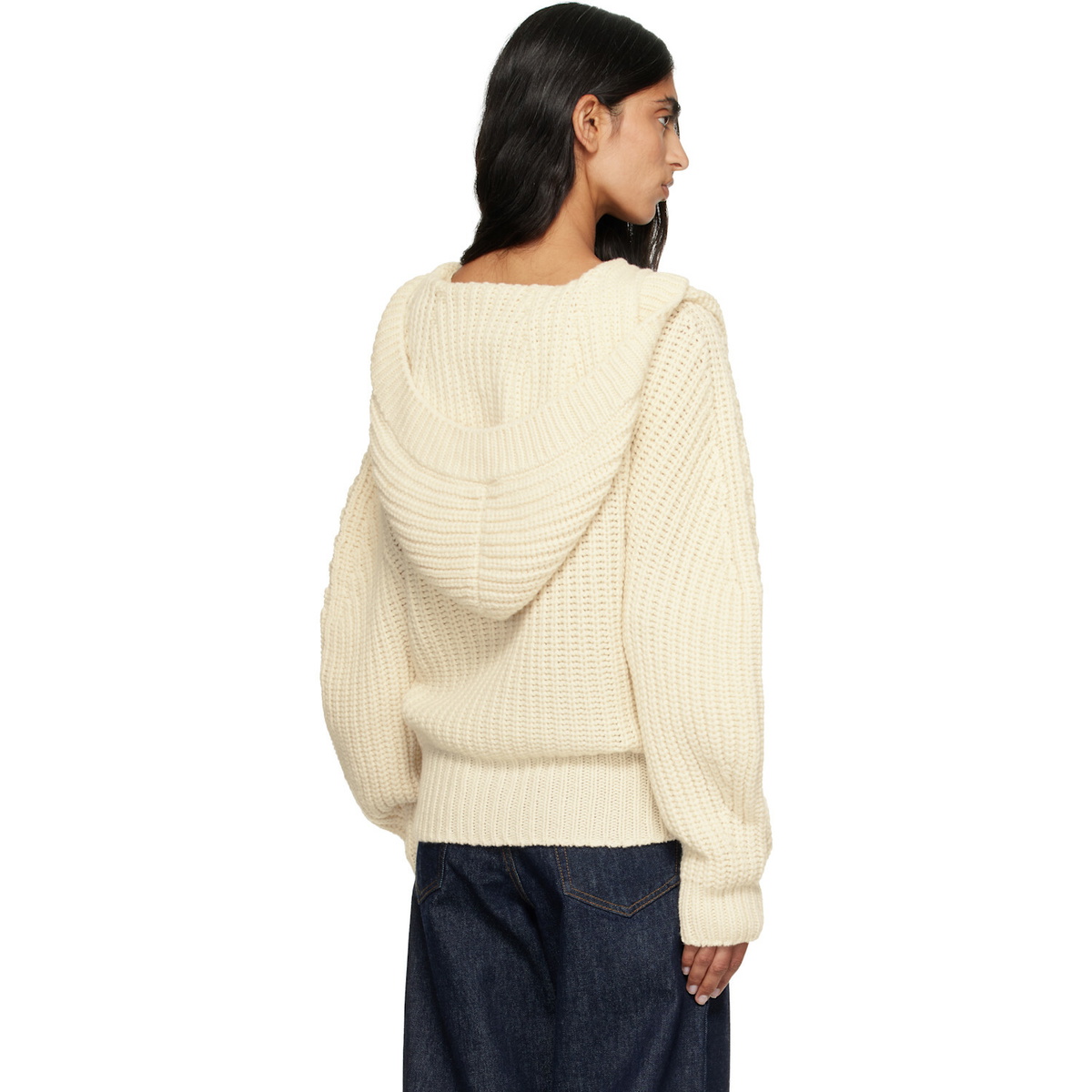 Stella McCartney Beige Chunky Ribbed Hooded Cardigan