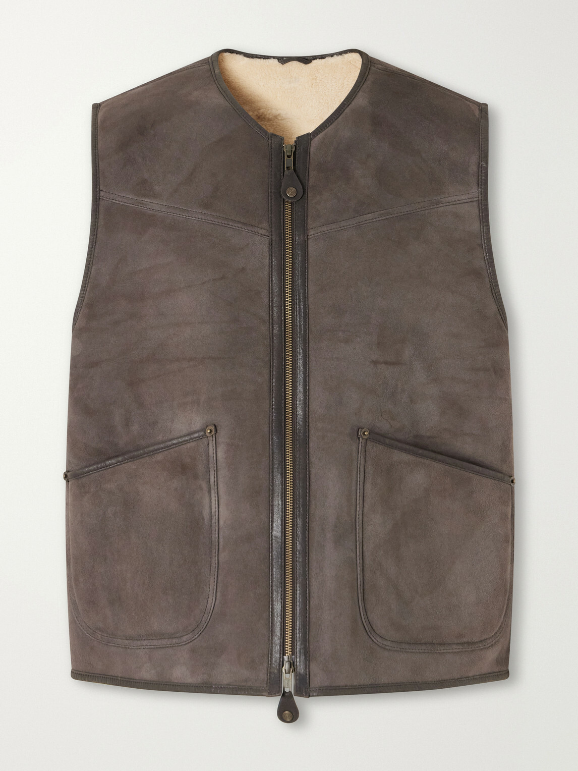 Aimé Leon Dore - Leather-Trimmed Suede Vest - Brown