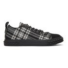 Giuseppe Zanotti Black and White Plaid Blabber Low-Top Sneakers