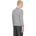 Thom Browne Gray Ottoman Milano Stitch 4-Bar Bomber Sweater