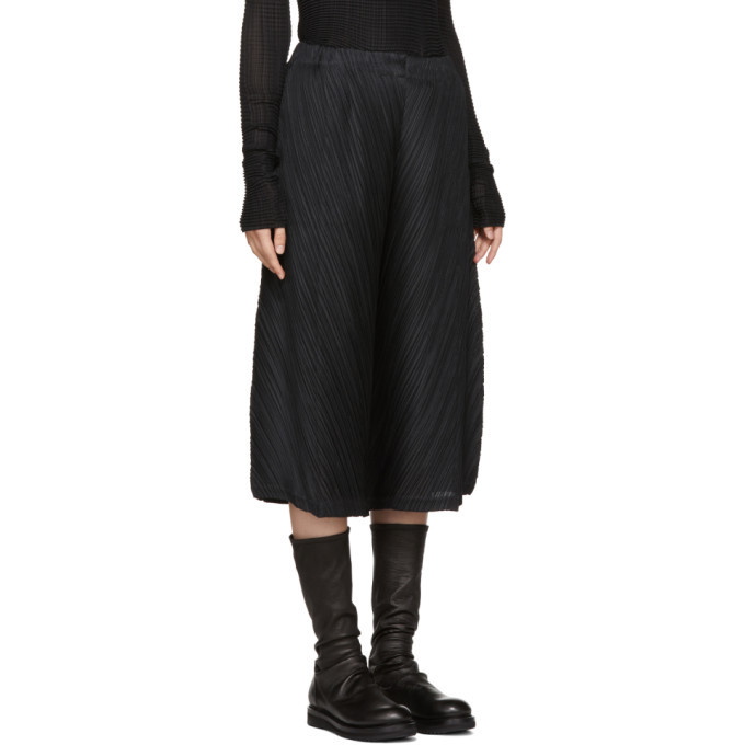 Pleats Please Issey Miyake Black Thicker Bounce Wide Trousers