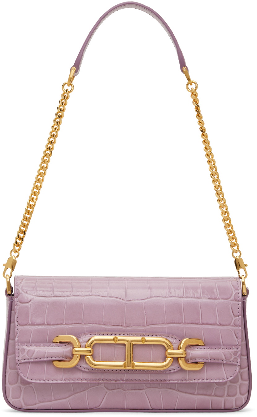 【関税&送料込】Tom Ford Whitney Mini Crocodile Embossed Lea TOM FORD Purple Stamped Crocodile Whitney Mini Bag TOM FORD