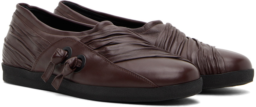 Kiko Kostadinov Burgundy Wrinkled Slip-On Loafers Kiko